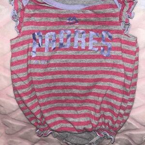PADRES Majestic Pink and Gray Striped Kids Bodysuit